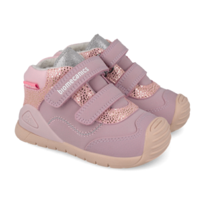 Pantofi copii fete din piele imblaniti Biomecanics, Roz/Lilium – 261133-B376FB