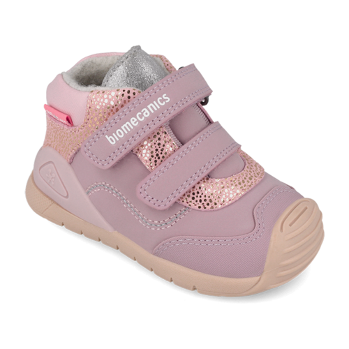 Pantofi copii fete din piele imblaniti Biomecanics, Roz/Lilium – 261133-B376FB