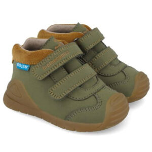 Pantofi copii baieti din piele impermeabili Biomecanics, model inalt, Verde – 251134-B801