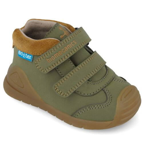 Pantofi copii baieti din piele impermeabili Biomecanics, model inalt, Verde – 251134-B801