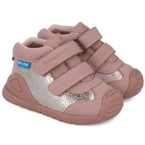 Pantofi copii fete din piele impermeabili Biomecanics, model inalt, Roz – 251134-D032