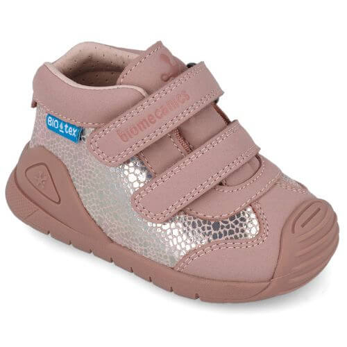 Pantofi copii fete din piele impermeabili Biomecanics, model inalt, Roz – 251134-D032