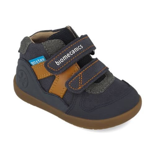 Pantofi copii baieti din piele impermeabili cu calapod lat, Albastru, Biomecanics – 261152-A089