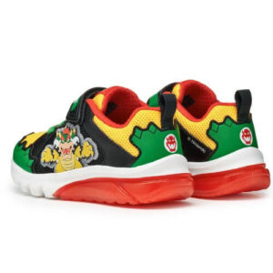 Pantofi copii baieti din material sintetic si textil Geox cu LED, personaj Bowser Mario, Verde – J55LBE_01454_C3221