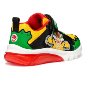 Pantofi copii baieti din material sintetic si textil Geox cu LED, personaj Bowser Mario, Verde – J55LBE_01454_C3221