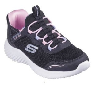 Pantofi copii fete din textil Slip-In Skechers, Negru – 303585
