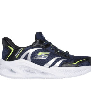 Pantofi copii baieti din textil Slip-In cu LED Skechers, Albastru – 403848