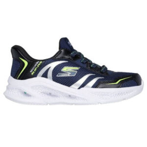 Pantofi copii baieti din textil Slip-In cu LED Skechers, Albastru – 403848