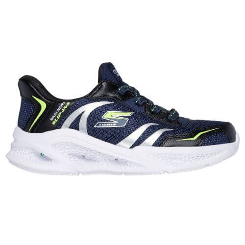 Pantofi copii baieti din textil Slip-In cu LED Skechers, Albastru – 403848