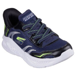 Pantofi copii baieti din textil Slip-In cu LED Skechers, Albastru – 403848