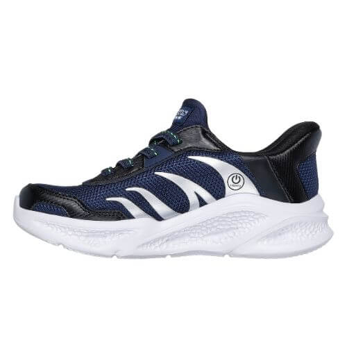 Pantofi copii baieti din textil Slip-In cu LED Skechers, Albastru – 403848
