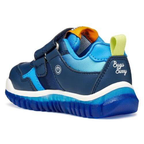Pantofi copii baieti din material sintetic si textil Bugs Bunny cu LED Geox, Albastru – B655ZB-05411-CB44D