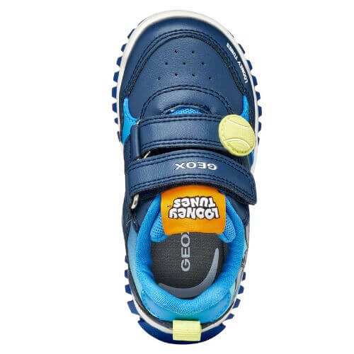 Pantofi copii baieti din material sintetic si textil Bugs Bunny cu LED Geox, Albastru – B655ZB-05411-CB44D