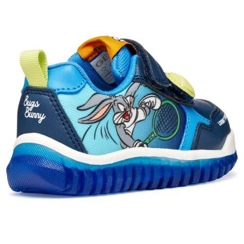 Pantofi copii baieti din material sintetic si textil Bugs Bunny cu LED Geox, Albastru – B655ZB-05411-CB44D