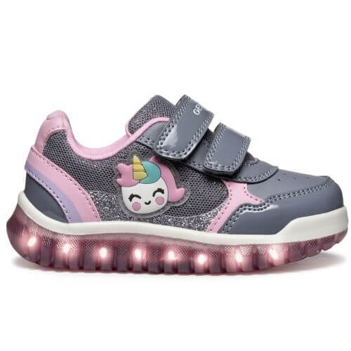 Pantofi copii fete Unicorn cu LED Geox, Gri – B5661A_002AS_C1006 Pantofi copii fete Unicorn cu LED Geox, Gri – B5661A_002AS_C1006