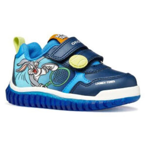 Pantofi copii baieti din material sintetic si textil Bugs Bunny cu LED Geox, Albastru – B655ZB-05411-CB44D