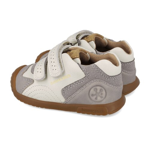 Pantofi copii din piele, Alb/Gri, Biomecanics – 261126-B695