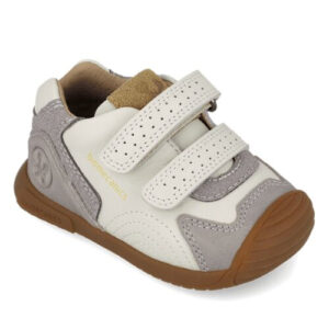 Pantofi copii din piele, Alb/Gri, Biomecanics – 261126-B695