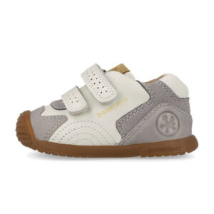 Pantofi copii din piele, Alb/Gri, Biomecanics – 261126-B695