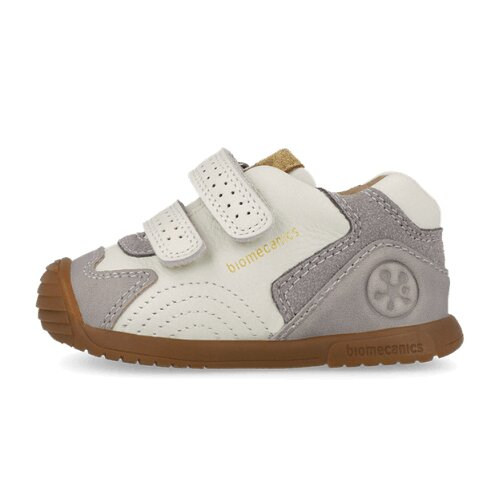 Pantofi copii din piele, Alb/Gri, Biomecanics – 261126-B695