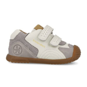 Pantofi copii din piele, Alb/Gri, Biomecanics – 261126-B695