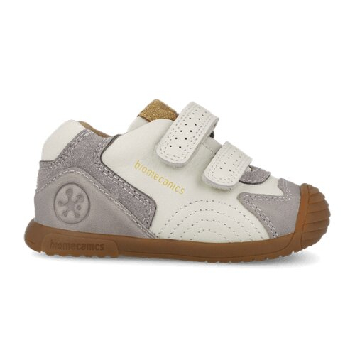Pantofi copii din piele, Alb/Gri, Biomecanics – 261126-B695