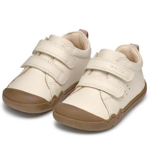 Pantofi copii fete Barefoot din piele Geox, Crem – B4663A_00085_C1058