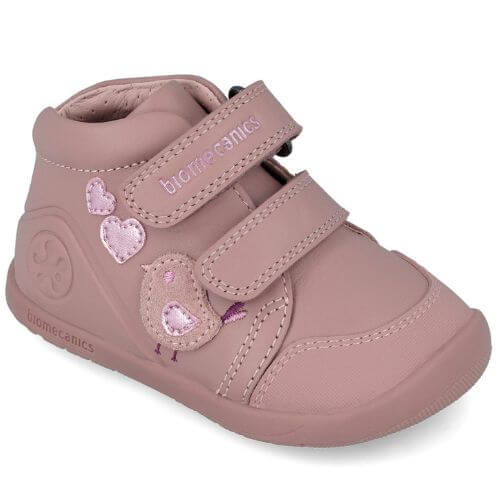 Pantofi copii fete calapod lat din piele Biomecanics, Roz – 251153-A159