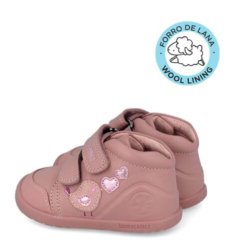 Ghete copii fete din piele imblanite calapod lat, model inalt Biomecanics, Roz – 251153-A159FB