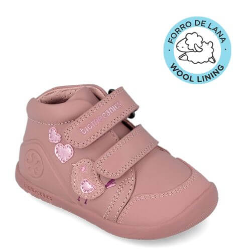 Ghete copii fete din piele imblanite calapod lat, model inalt Biomecanics, Roz – 251153-A159FB