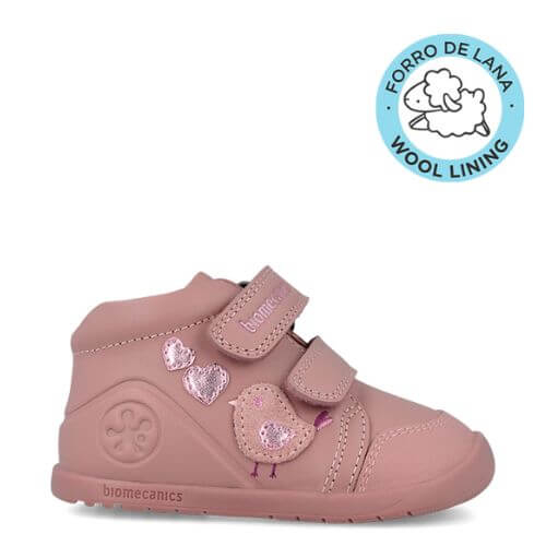 Ghete copii fete din piele imblanite calapod lat, model inalt Biomecanics, Roz – 251153-A159FB