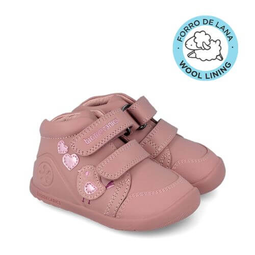 Ghete copii fete din piele imblanite calapod lat, model inalt Biomecanics, Roz – 251153-A159FB
