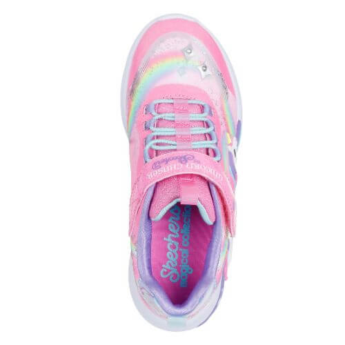 Pantofi copii fete cu LED din textil Skechers, Roz – 302298-PKMT