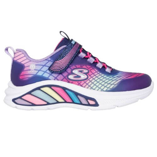 Pantofi copii fete cu LED din textil Skechers, Mov – 303722