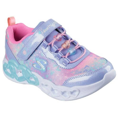 Pantofi copii fete cu LED din textil Skechers, Mov – 303261-LVMT