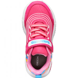 Pantofi copii fete din material sintetic si textil Geox cu LED, personaj Peach, Roz – J55E9C_02ABC_C8002