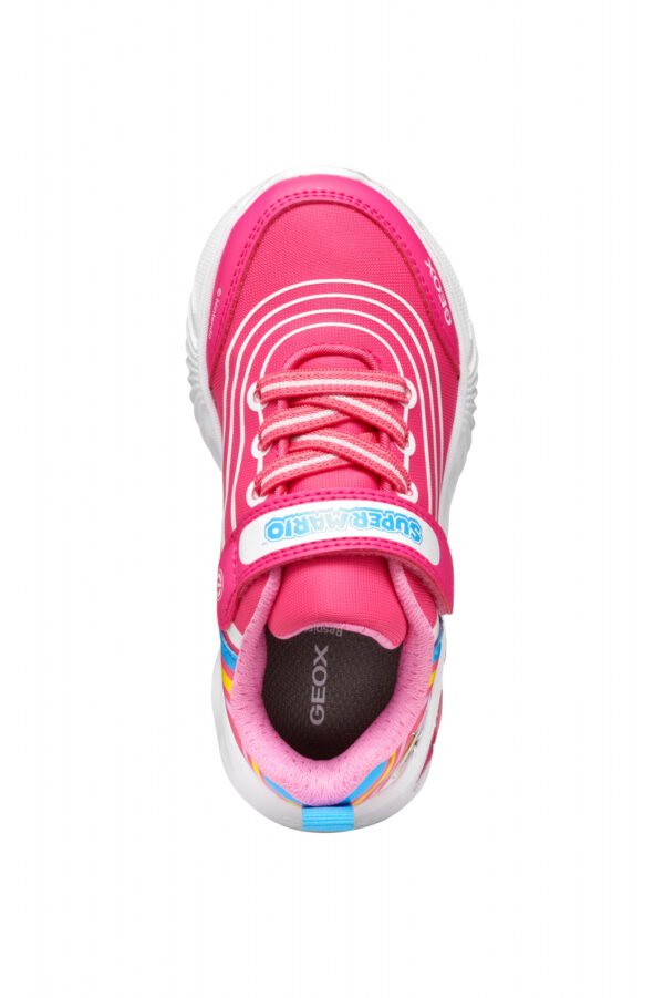Pantofi copii fete din material sintetic si textil Geox cu LED, personaj Peach, Roz – J55E9C_02ABC_C8002