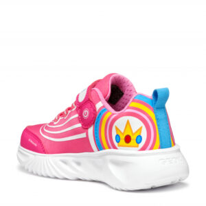 Pantofi copii fete din material sintetic si textil Geox cu LED, personaj Peach, Roz – J55E9C_02ABC_C8002