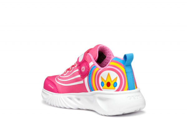 Pantofi copii fete din material sintetic si textil Geox cu LED, personaj Peach, Roz – J55E9C_02ABC_C8002