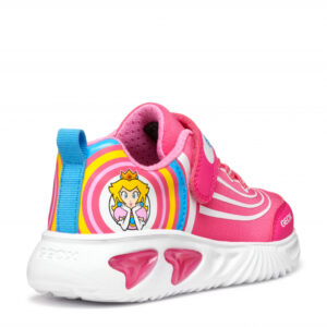 Pantofi copii fete din material sintetic si textil Geox cu LED, personaj Peach, Roz – J55E9C_02ABC_C8002