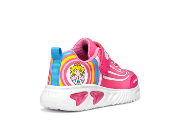 Pantofi copii fete din material sintetic si textil Geox cu LED, personaj Peach, Roz – J55E9C_02ABC_C8002