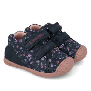 Pantofi copii fete din piele, Albastru cu Inimi, Biomecanics – 261102-A183