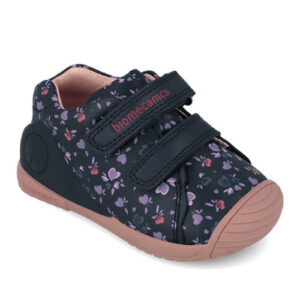 Pantofi copii fete din piele, Albastru cu Inimi, Biomecanics – 261102-A183