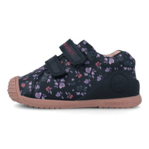 Pantofi copii fete din piele, Albastru cu Inimi, Biomecanics – 261102-A183