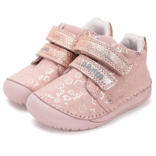 Pantofi copii fete din piele Barefoot DD Step, Roz – S070-52724
