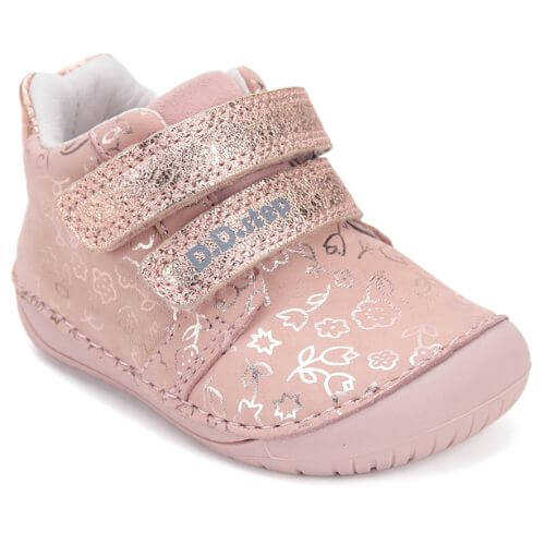 Pantofi copii fete din piele Barefoot DD Step, Roz – S070-52724