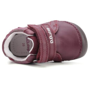 Pantofi copii fete din piele Barefoot DD Step, Visiniu – S070-52778B