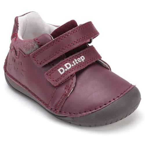 Pantofi copii fete din piele Barefoot DD Step, Visiniu – S070-52778B