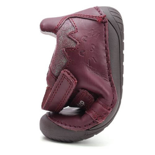 Pantofi copii fete din piele Barefoot DD Step, Visiniu – S070-52778B