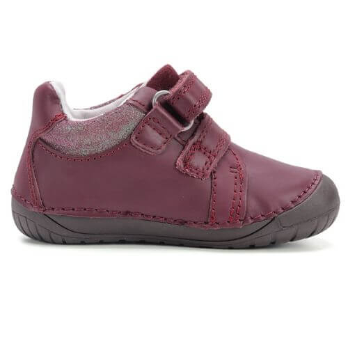 Pantofi copii fete din piele Barefoot DD Step, Visiniu – S070-52778B